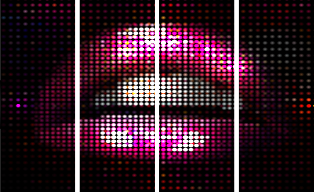 Labbra Arte da parete in vetro Mega da 4 pezzi (150x92 cm)