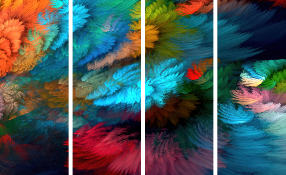 Tocchi colorati Arte da parete in vetro Mega da 4 pezzi (150x92 cm)