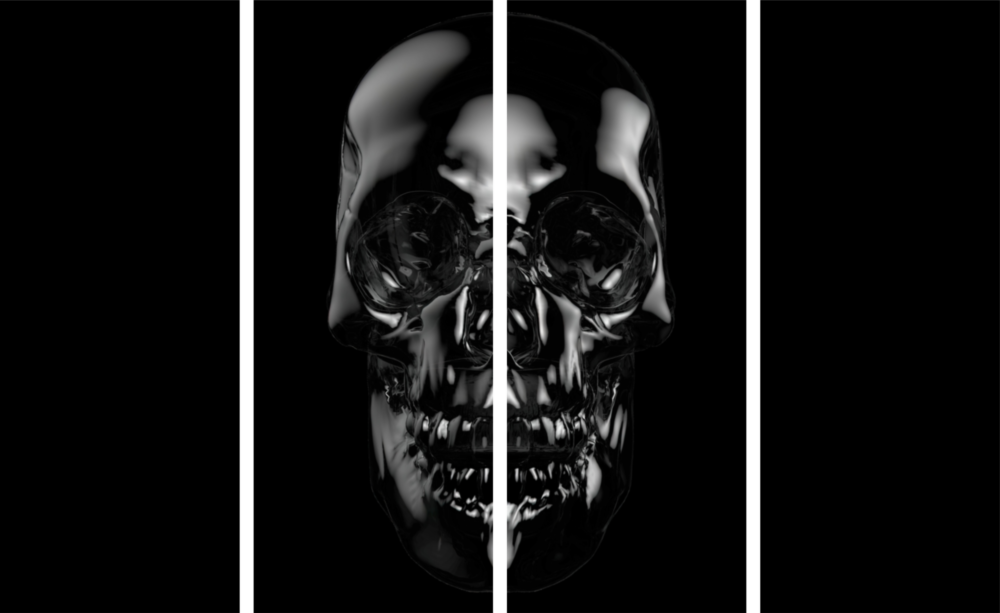 Skull Arte da parete in vetro Mega da 4 pezzi (150x92 cm)