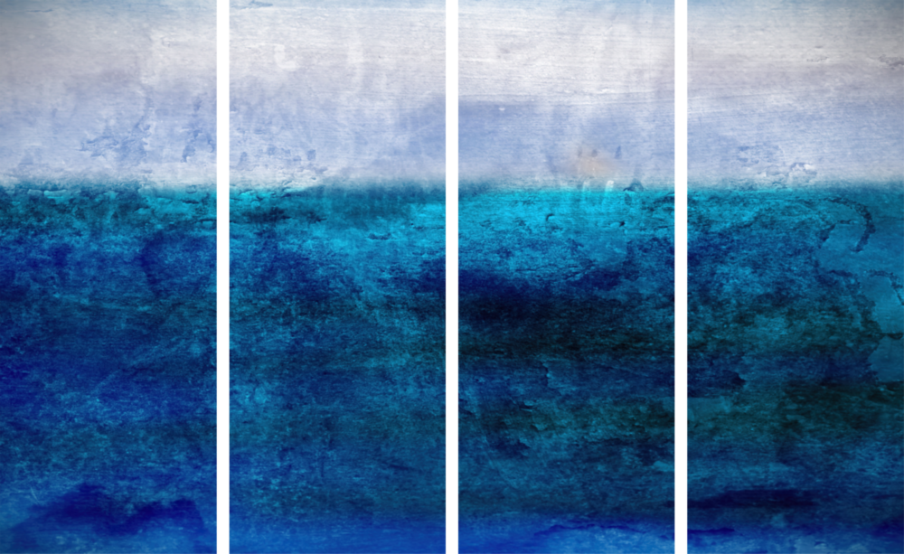 Blue Horizon Arte da parete in vetro Mega da 4 pezzi (150x92 cm)