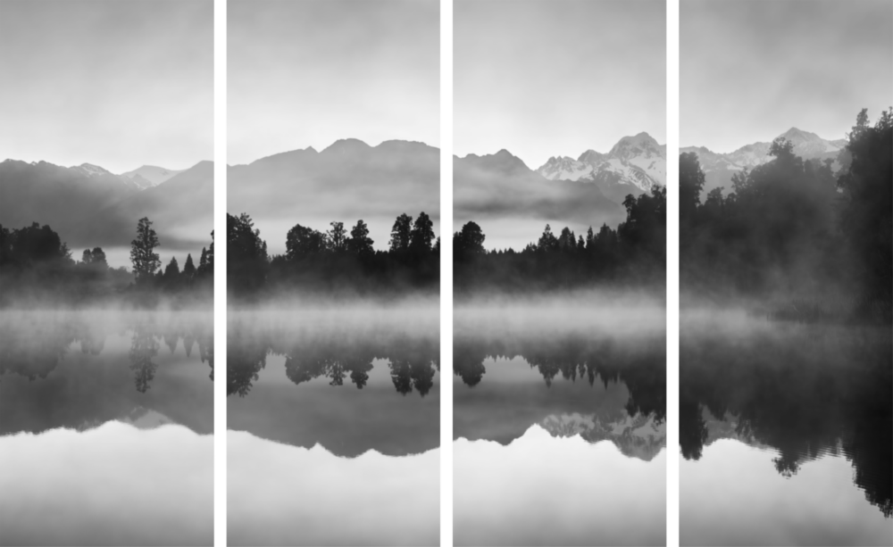 Vista nebbiosa Arte da parete in vetro Mega da 4 pezzi (150x92 cm)