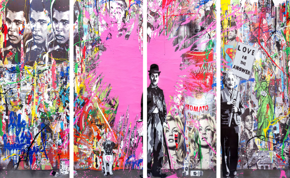 Charlie, Einstein and Banksy 4 Pieces Mega Glass Wall Art (150x92 cm)