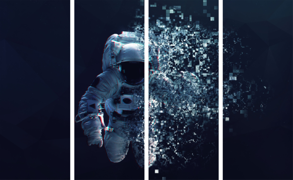 Astronauta Arte da parete in vetro Mega da 4 pezzi (150x92 cm)