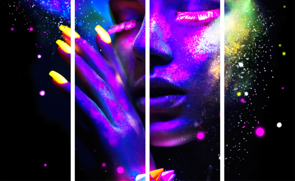 Women  4 Pieces Mega Glass Wall Art (150x92 cm)