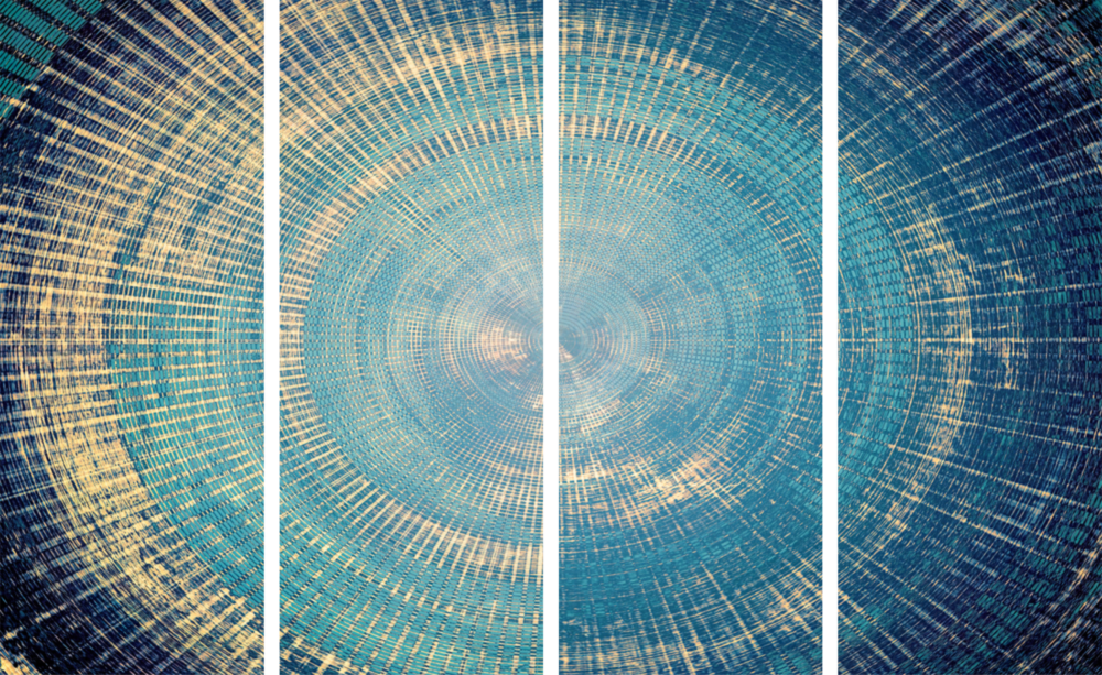 Turchese Arte da parete in vetro Mega da 4 pezzi (150x92 cm)