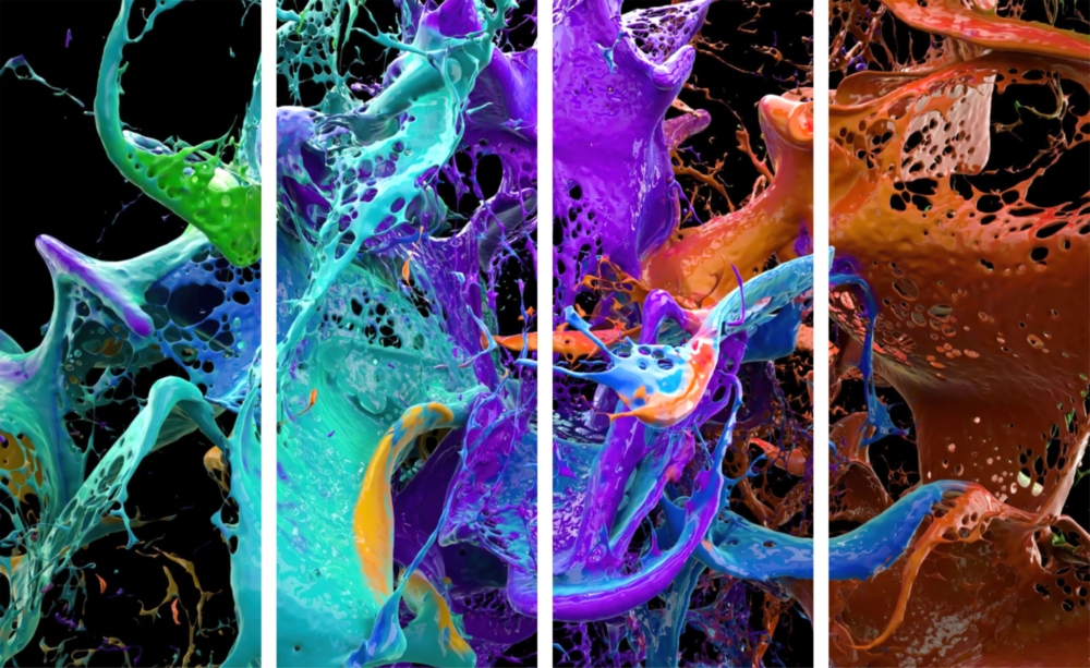 Mescolando i colori Arte da parete in vetro Mega da 4 pezzi (150x92 cm)