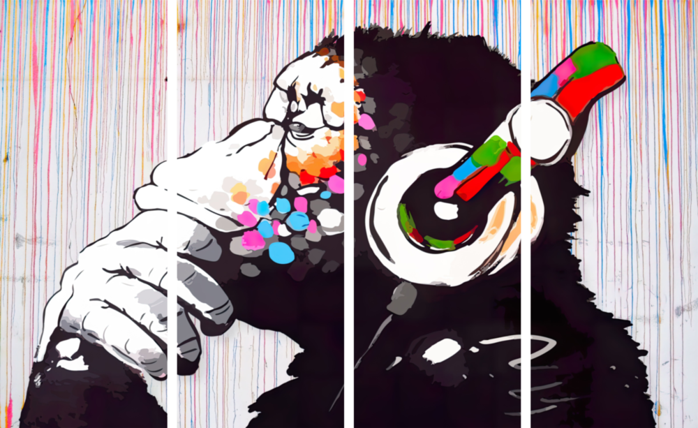 Siente la Musica 4 piezas de arte de pared de cristal Mega (150x92 cm)