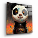 Panda Cup Glasbild || Designer-Kollektion - 40x40 cm