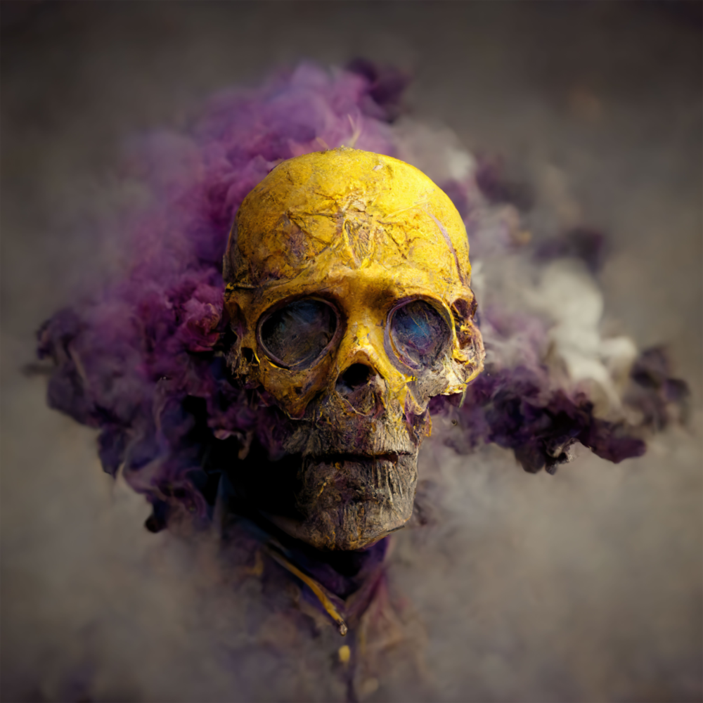 Rauchiger Schädel Glasbild