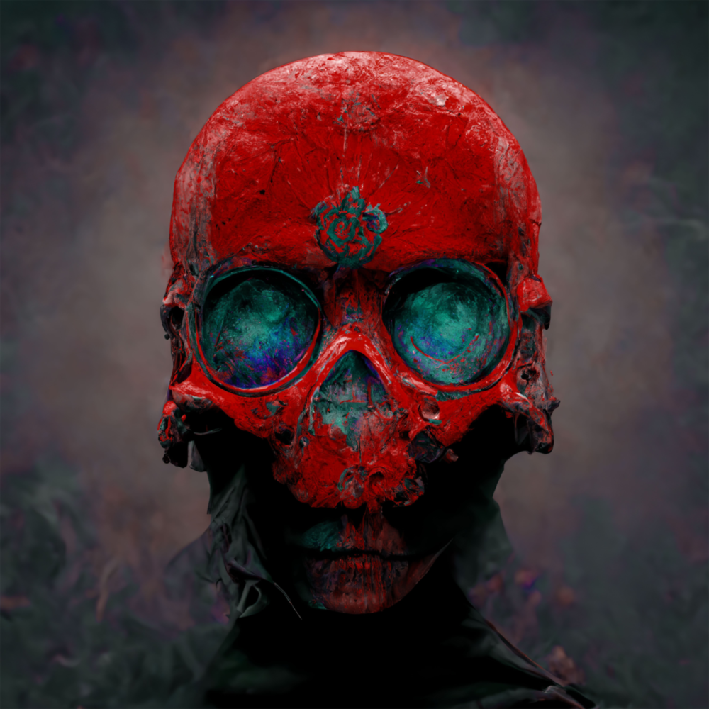 Tête rouge  Impression sur verre