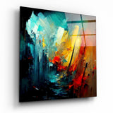 Collapsed City Silhouette Glass Wall Art  || Designers Collection - 40x40 cm