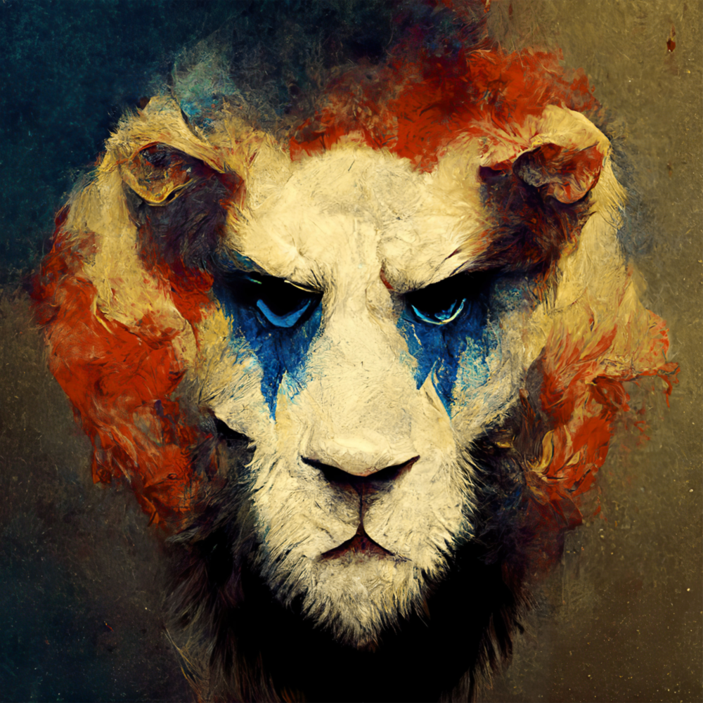 Arte de pared de vidrio de Payaso de león