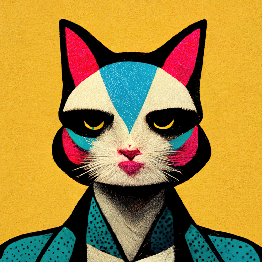 Mme Cat  Impression sur verre