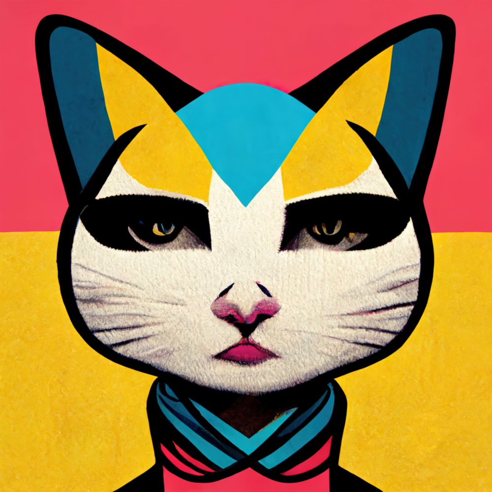 Mme Cat  Impression sur verre