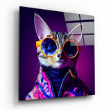 Quadro in vetro Gatto curioso || Collezione Designer - 40x40 cm