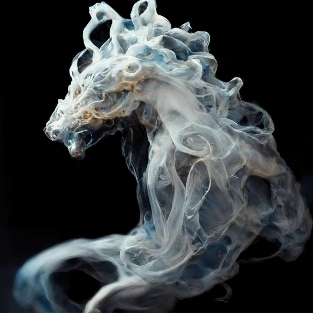 Cheval fumé  Impression sur verre