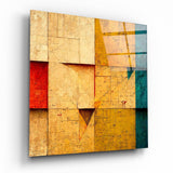 Sandblock-Gitter mit Petrol-Akzent Glasbild - 40x40 cm