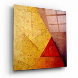 Mur Vieilli Anguleux Ocre et Rouge tableau en verre - 40x40 cm