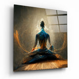Meditazione Energetica Blu e Ambra quadro in vetro - 40x40 cm