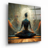 Méditation du Lotus aux Auras Fantomatiques tableau en verre - 40x40 cm