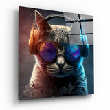 Glasbild Punky Cat || Designer-Kollektion - 40x40 cm