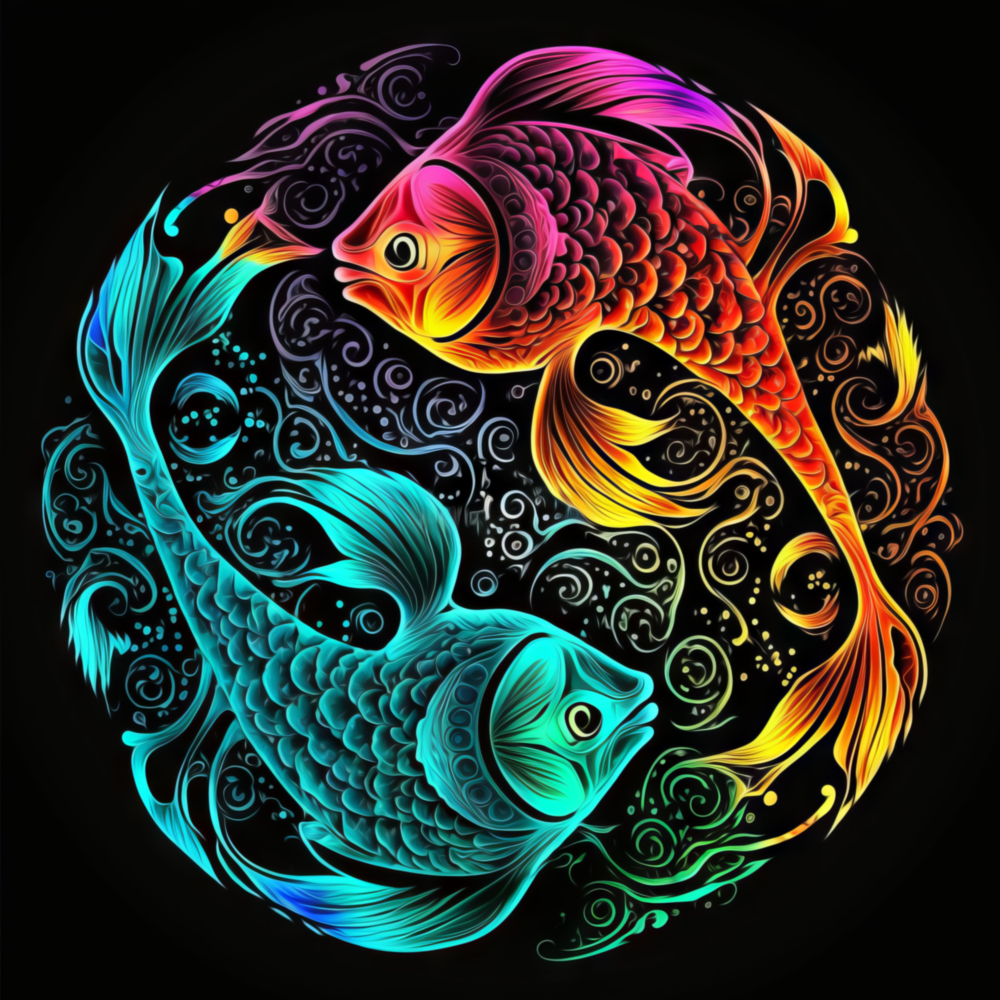 Arte della parete di vetro Ying e Yang || Collezione di designer