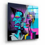 Quadro in vetro Cubist Abstract Portrait || Collezione Designer - 40x40 cm