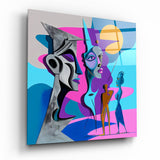 Glasbild Cubist Abstract Portrait || Designer-Kollektion - 40x40 cm