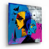Glasbild Cubist Abstract Portrait || Designer-Kollektion - 40x40 cm