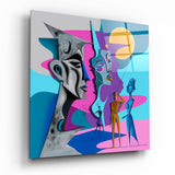 Glasbild Cubist Abstract Portrait || Designer-Kollektion - 40x40 cm