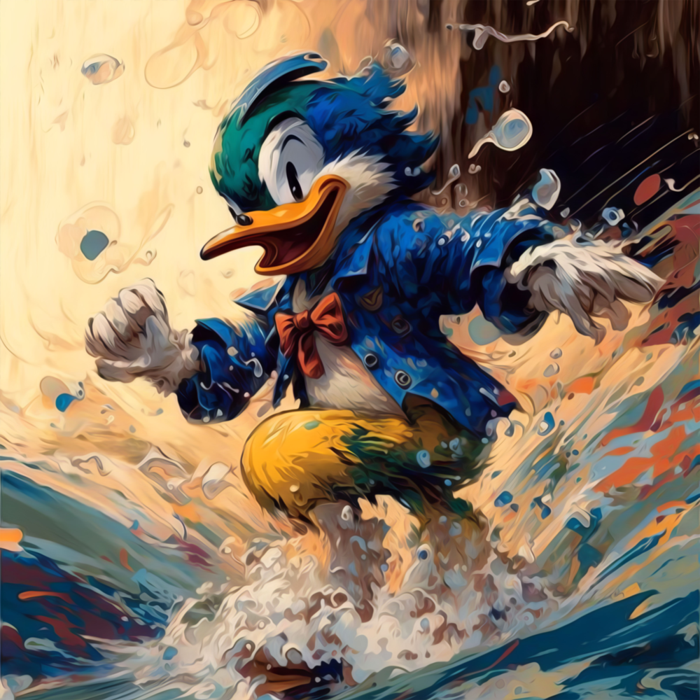 Arte de pared de vidrio de Duck da surf || Collezione di designer