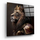 Quadro in vetro Proud Savanna Lion || Collezione Designer - 40x40 cm