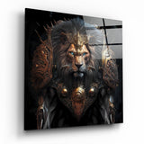 Quadro in vetro Proud Savanna Lion || Collezione Designer - 40x40 cm