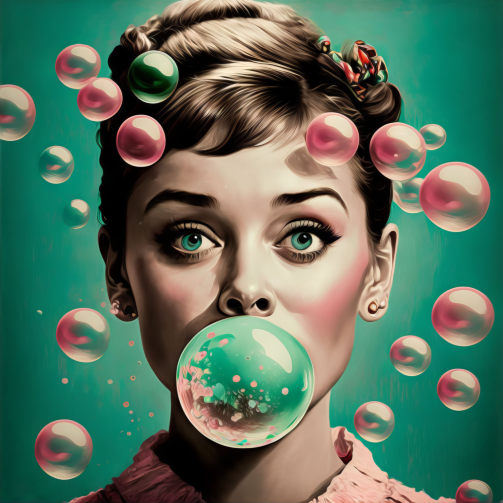 Arte della parete di vetro Audrey Hepburn || Collezione di designer