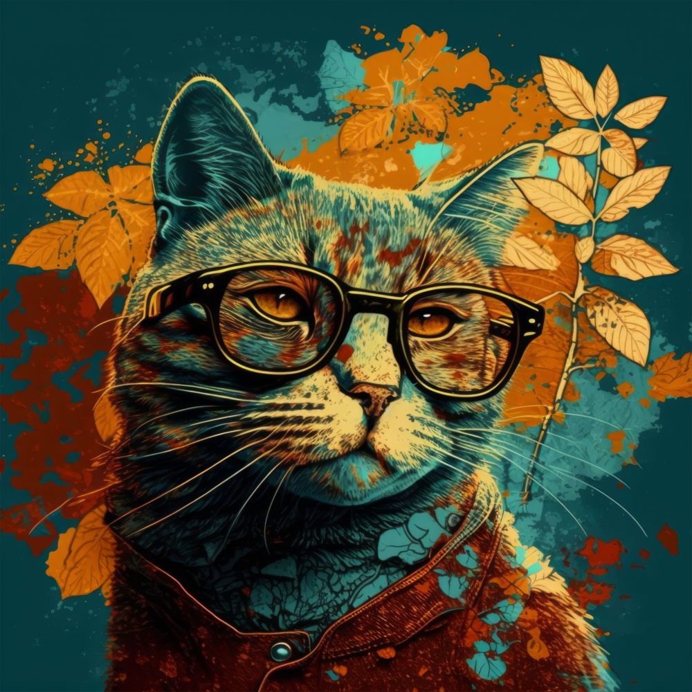 Intellektuelle Katze || Designer -Sammlung Glasbild