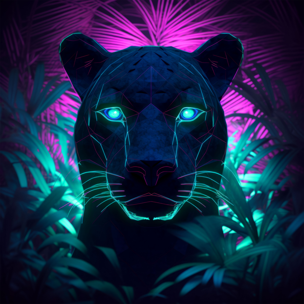 Arte de pared de vidrio de NEON PANTHER || Collezione designer