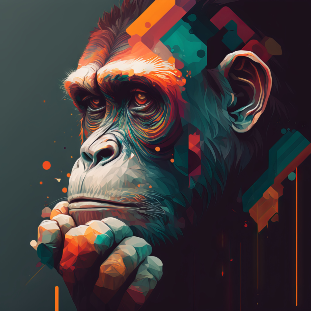 Affen Der Denker || Designer -Sammlung Glasbild