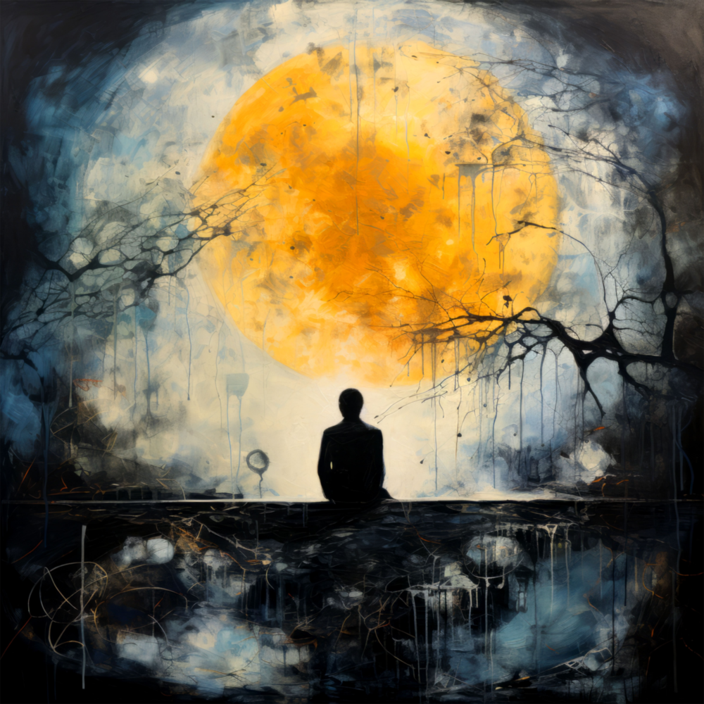 Arte de pared de vidrio de Night and Moonlight