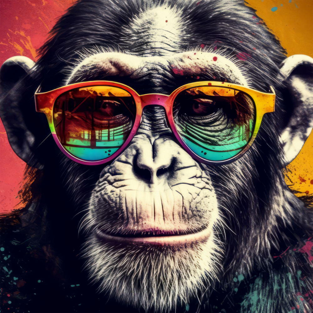 Cooler Affe Glasbild