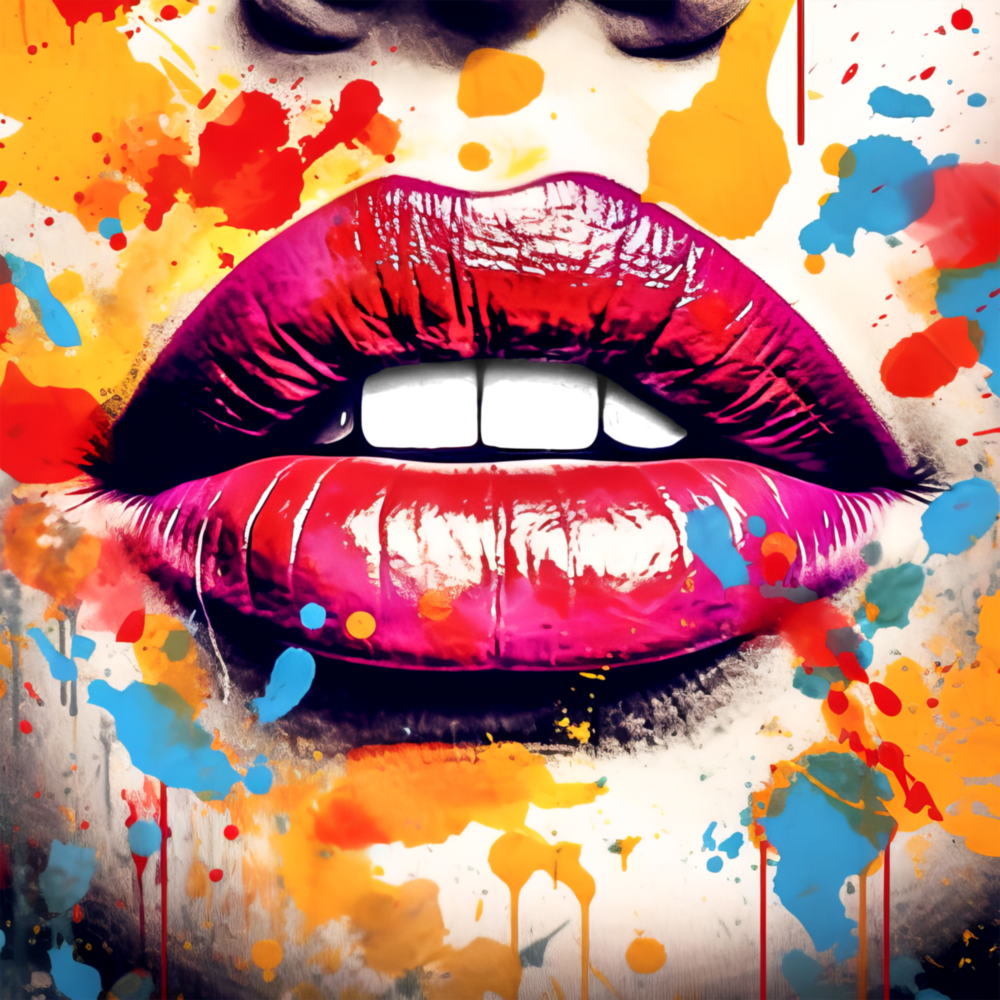 Retro Lippe Glasbild