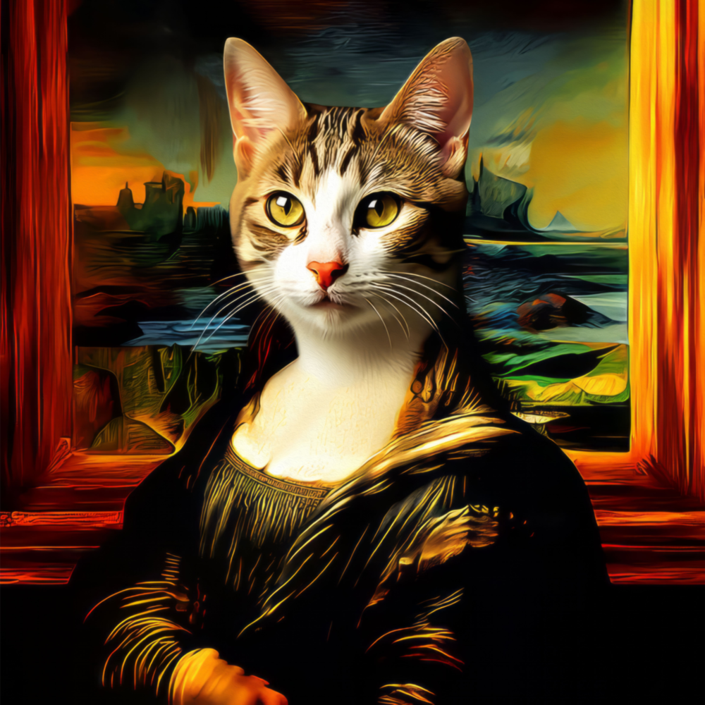 Arte della parete di vetro Monalisa Cat