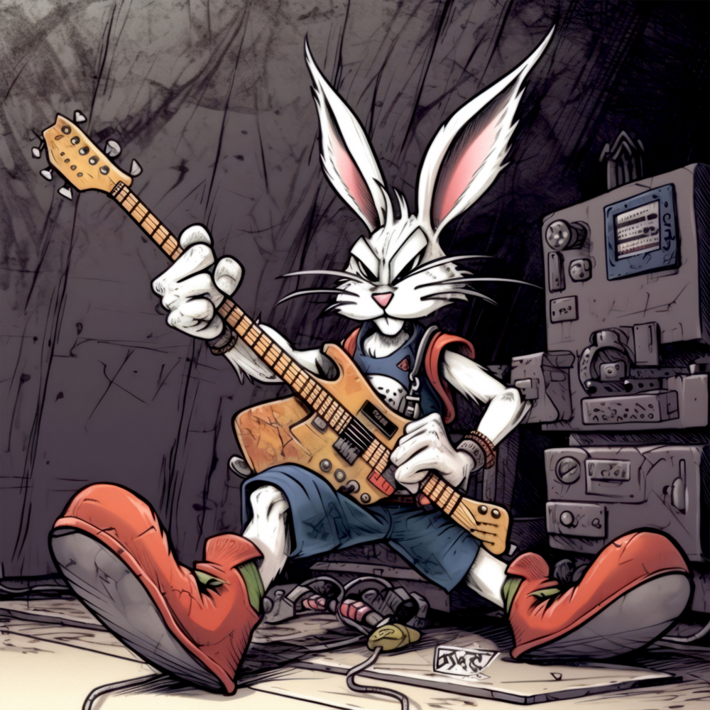 Arte della parete di vetro Rocker Rabbit