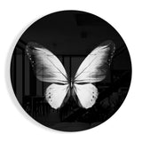Papillon Blanc sur Fond Noir tableau en verre - 60x60 cm