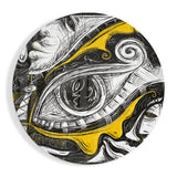 Occhio Schizzo Giallo e Nero Rotondo quadro in vetro - 60x60 cm
