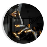 Runde Goldene Lippen und Finger Pst Glasbild - 60x60 cm