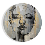 Blattgold Kohle Gesichtsstudie Glasbild - 60x60 cm