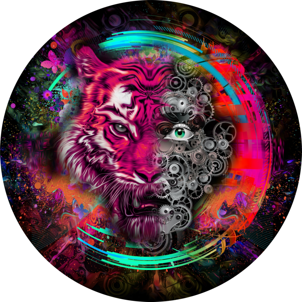 Tigre mécanique Impression sur verre