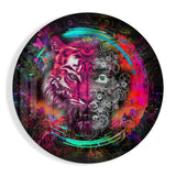 Tigre Magenta Redondo Engranajes de Reloj cuadro de cristal - 60x60 cm