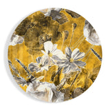 Campo de Amapolas Mostaza y Gris cuadro de cristal - 60x60 cm