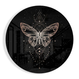 Golden Geometric Butterfly Glass Wall Art - 60x60 cm